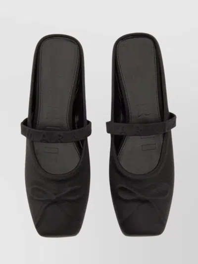 Marni Little Bow Nappa Leather Flat Mules In Black
