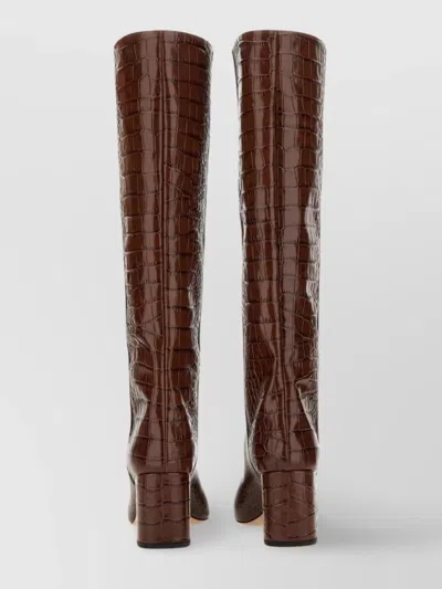 Paris Texas Crocodile Effect Knee-high Block Heel Boots