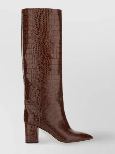 Paris Texas Crocodile Effect Knee-high Block Heel Boots