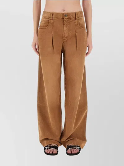 Isabel Marant High Waist Trousers Wide Legs In Brown