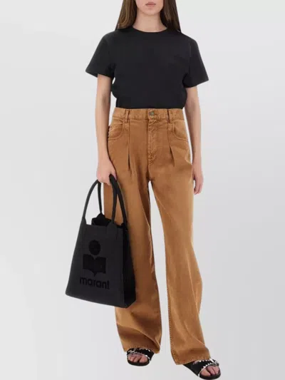 Isabel Marant High Waist Trousers Wide Legs In Brown