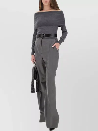 Stella Mccartney Wide-leg Trousers With Belt Loops And Pockets In Gray