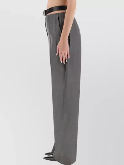 Stella Mccartney Wide-leg Trousers With Belt Loops And Pockets In Gray