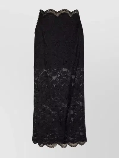 Rabanne Lace Cropped Midi Skirt In Black