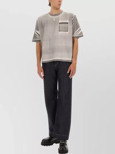 Alexander Mcqueen Wide Leg Denim Contrast Stitching In Blue