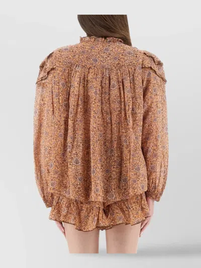 Isabel Marant Étoile Layered Ruffled Long Sleeve Top In Brown