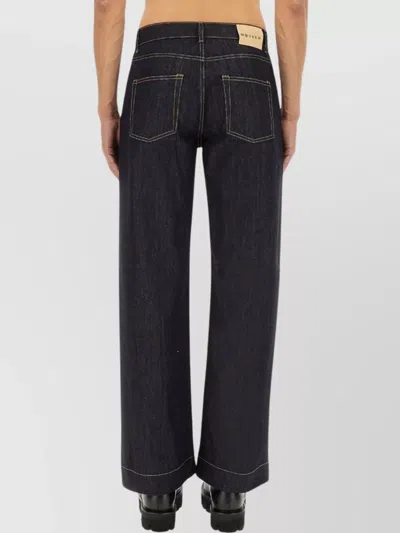 Alexander Mcqueen Wide Leg Denim Contrast Stitching In Blue