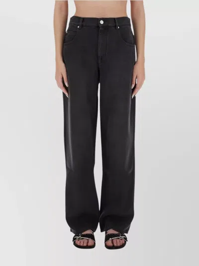 Isabel Marant Wide Leg Trousers Contrast Stitching In Black