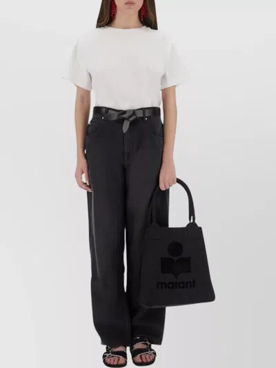 Isabel Marant Wide Leg Trousers Contrast Stitching In Black