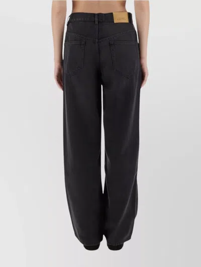 Isabel Marant Wide Leg Trousers Contrast Stitching In Black