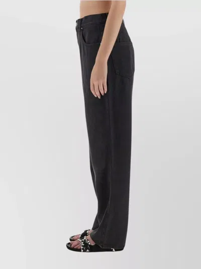 Isabel Marant Wide Leg Trousers Contrast Stitching In Black