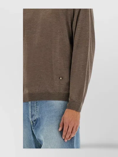 Moschino Crew Neck Sweater Ribbed Cuffs In Brown