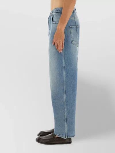 Moschino Wide Leg Distressed Trousers In Blue