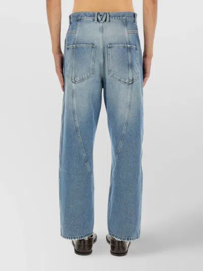 Moschino Wide Leg Distressed Trousers In Blue
