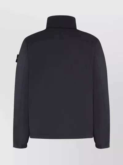 Stone Island Coat Technical Fabric Drawstring Adjustable In Black