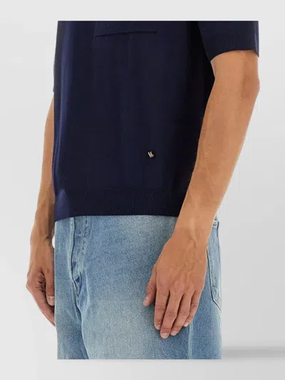 Moschino Pocketed T-shirt With Ribbed Cuffs And Hem In Blue