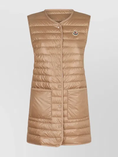 Moncler Meudon Technical Fabric Coat In Neutral