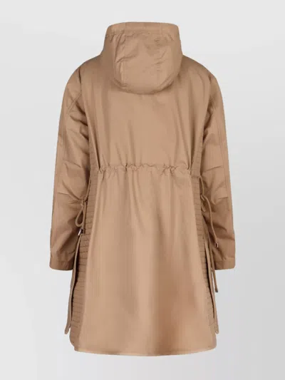Moncler Meudon Technical Fabric Coat In Neutral