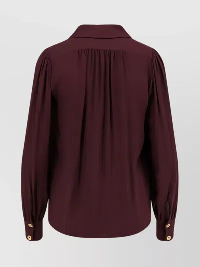 Elisabetta Franchi Logo Metal Detail Collar Shirt In Burgundy