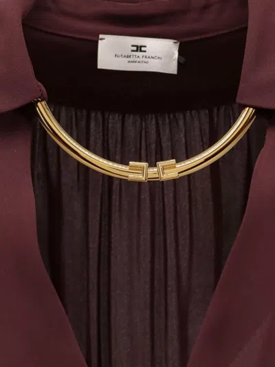 Elisabetta Franchi Logo Metal Detail Collar Shirt In Burgundy
