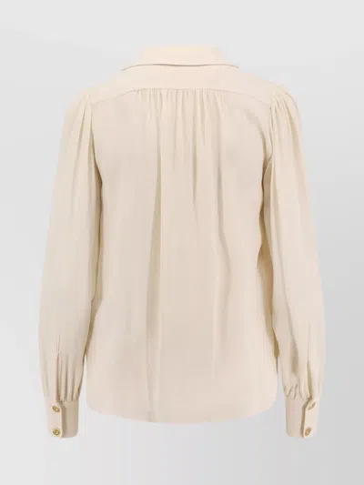 Elisabetta Franchi Logo Metal Detail Collar Shirt In Neutral
