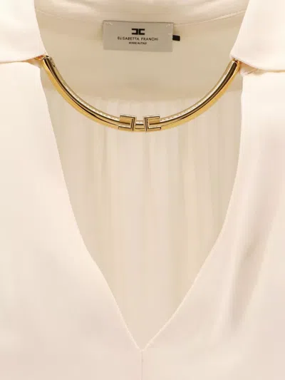 Elisabetta Franchi Logo Metal Detail Collar Shirt In Neutral