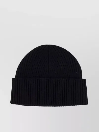 Ami Alexandre Mattiussi Ribbed Knit Wool Beanie Hat With Fold
