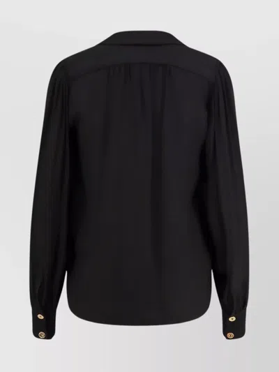 Elisabetta Franchi Metal Cuff V-neckline Shirt With Logo Detail In Black