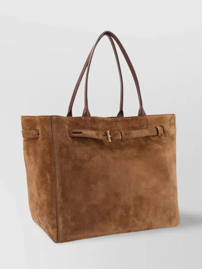 Tom Ford Suede Rectangular Shoulder Bag With Belt
