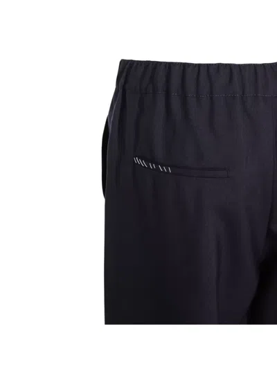 Marni Relaxed Fit Trousers Elastic Waistband In Blue