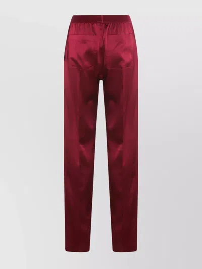 Tom Ford Fuchsia Pants With Elastic Waist With Logo Lettering In Silk Stretch Woman In Purple