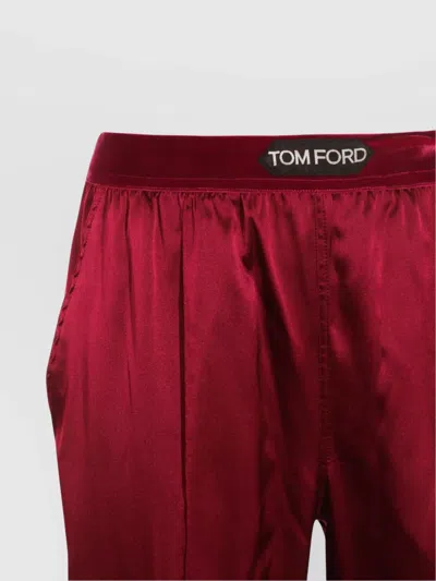 Tom Ford Fuchsia Pants With Elastic Waist With Logo Lettering In Silk Stretch Woman In Purple
