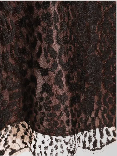 Tom Ford Animal Print Lace Trim Skirt With Back Slit In Animal Print