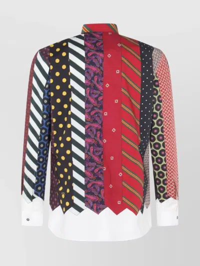 Moschino Collared Shirt With Long Sleeves And Patchwork Pattern In Multi