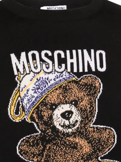 Moschino Crewneck Graphic Sweater Long Sleeves In Black