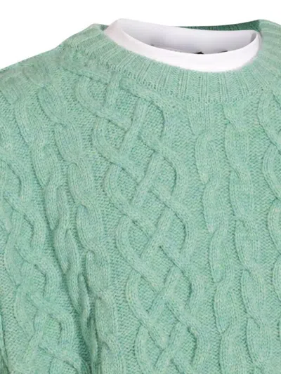 Moschino Cable Knit Crewneck Sweater In Green