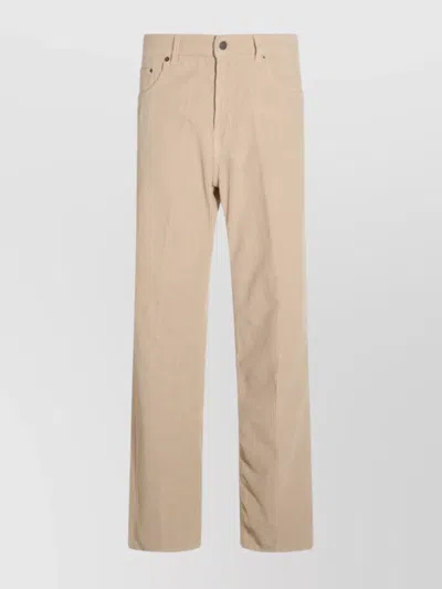 Haikure Straight Corduroy Trousers With Back Patch Pockets In Neutral