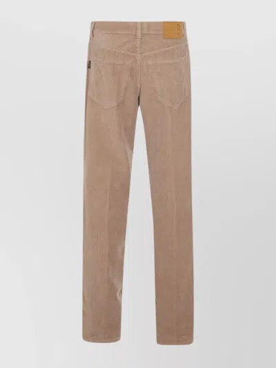 Haikure Straight Corduroy Trousers With Pockets And Loops In Brown
