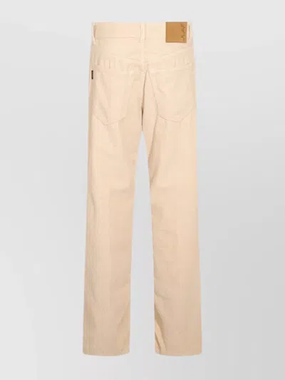 Haikure Straight Corduroy Trousers With Back Patch Pockets In Neutral