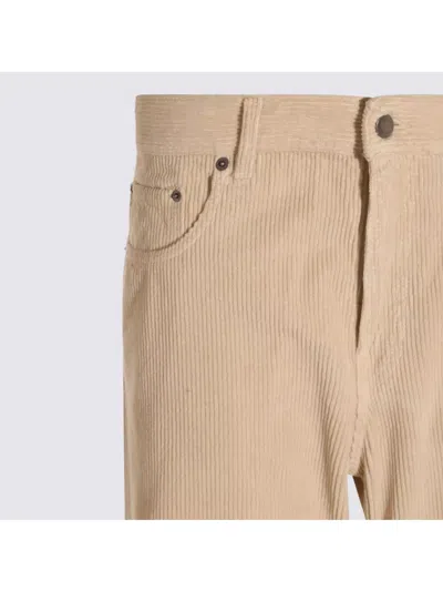 Haikure Straight Corduroy Trousers With Back Patch Pockets In Neutral