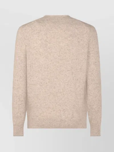 Brunello Cucinelli Ribbed Crewneck Sweater With Soft Texture In Neutral