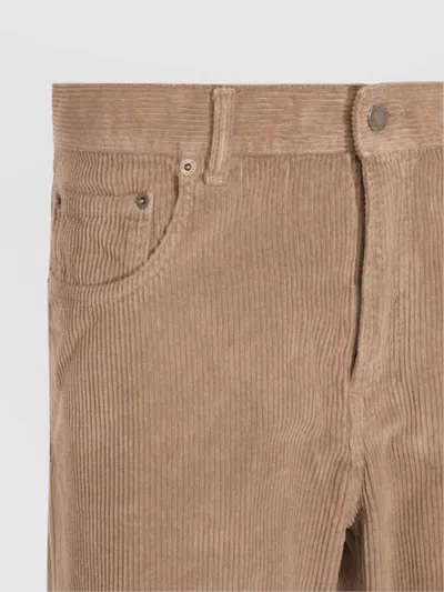 Haikure Straight Corduroy Trousers With Pockets And Loops In Brown