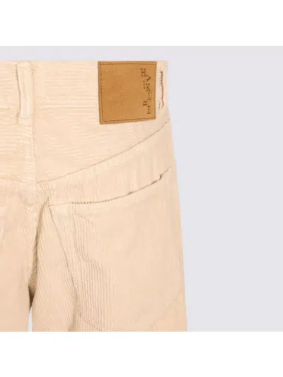 Haikure Straight Corduroy Trousers With Back Patch Pockets In Neutral