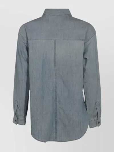 Isabel Marant Étoile Casual Shirt With Chest Pockets And Collared Neck In Blue