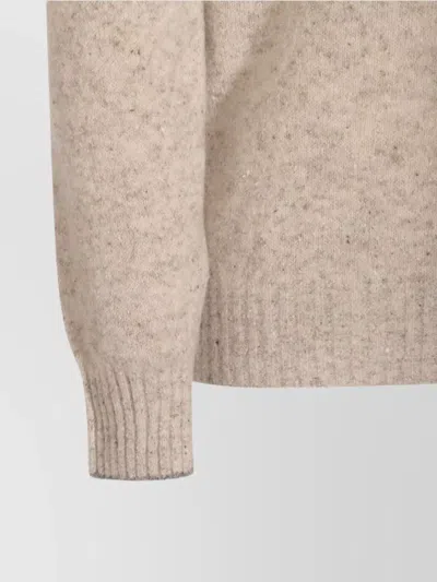Brunello Cucinelli Ribbed Crewneck Sweater With Soft Texture In Neutral
