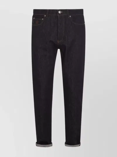 Brunello Cucinelli Straight Leg Trousers With Belt Loops In Black