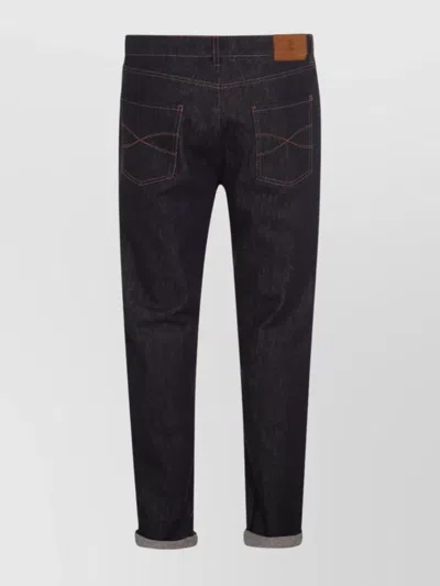 Brunello Cucinelli Straight Leg Trousers With Belt Loops In Black