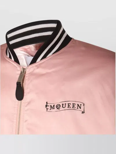 Alexander Mcqueen Casual Jacket With Embroidered Graphic Print In Pink