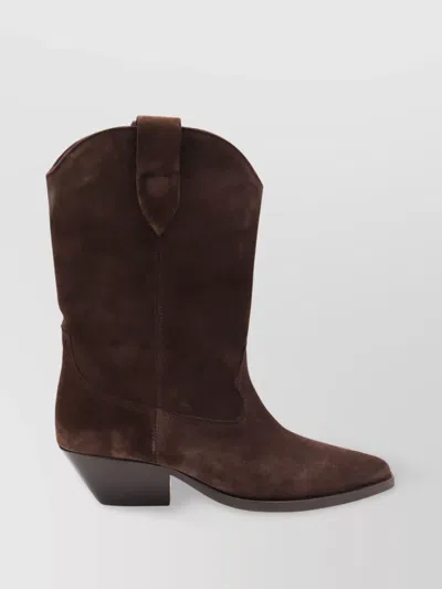 Isabel Marant Western Style Suede Ankle Boots With Stacked Heel