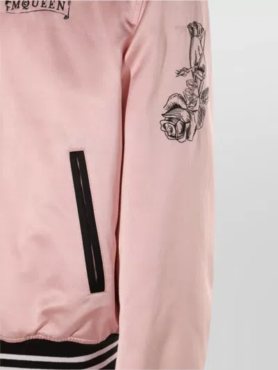 Alexander Mcqueen Casual Jacket With Embroidered Graphic Print In Pink